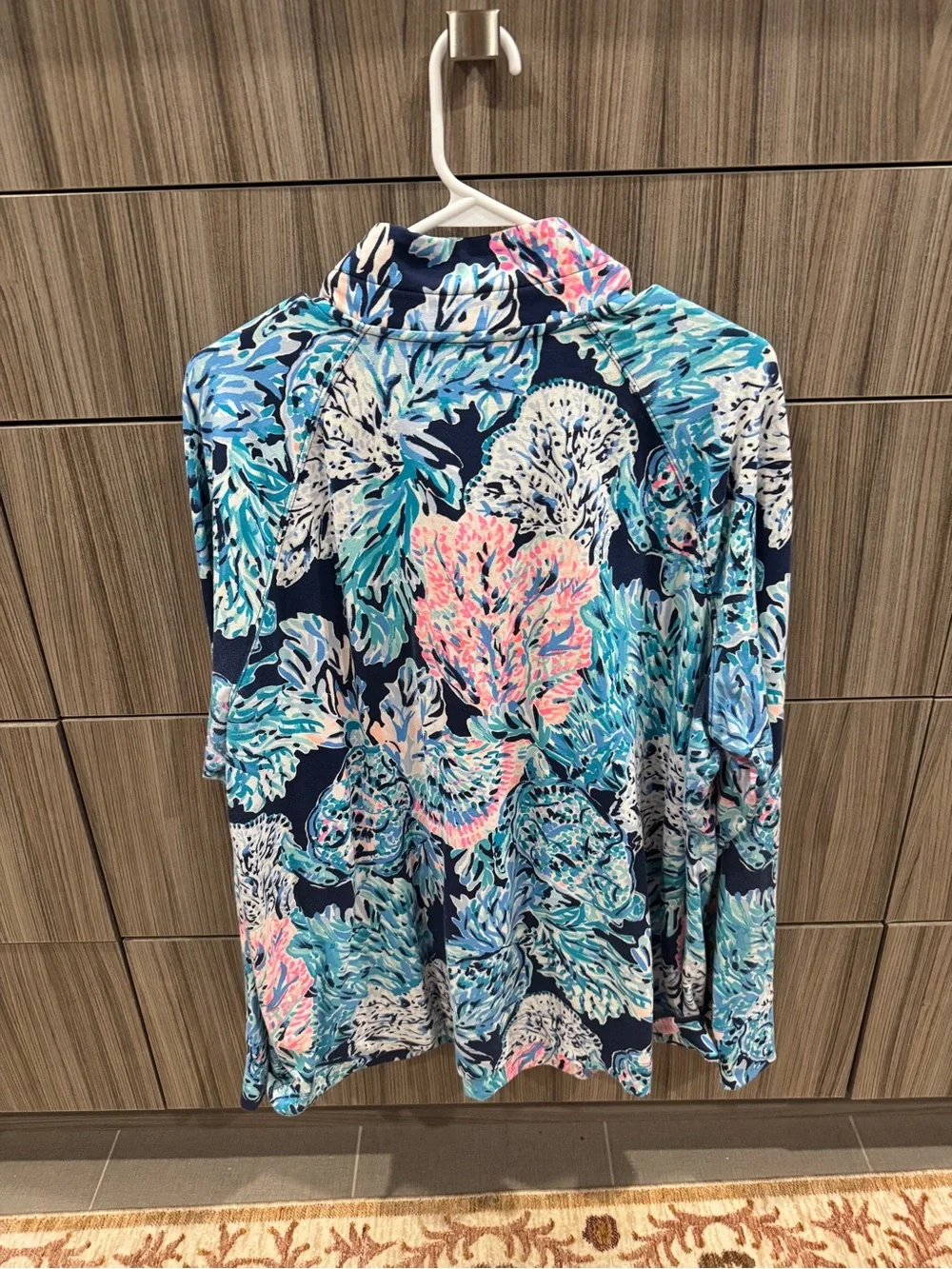 Lilly Pulitzer Tropical Print Half-Zip in Navy, Teal & Pink